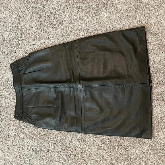 Vintage Enrique Hidalgo Pedrola Leather Maxi Skirt Black   Small - Picture 14 of 15